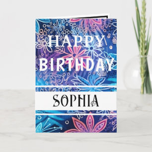 Einfacher blauer und rosa Druck Alles Gute zum Geb Karte