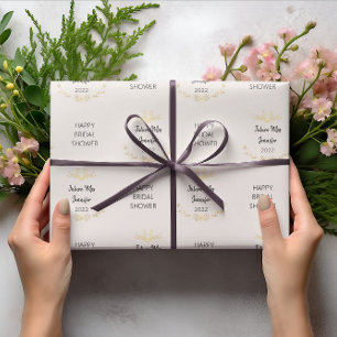 Einfacher Brautdusche Name/Datum Geschenkpapier