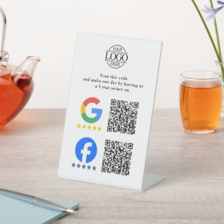 Einfacher Business Google & Facebook Bewertungen Q Sockelschild