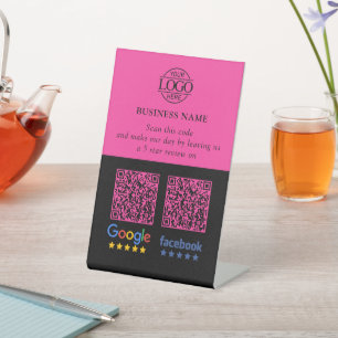 Einfacher Business Google & Facebook Bewertungen Q Sockelschild