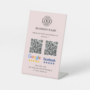 Einfacher Business Google & Facebook Bewertungen Q Sockelschild
