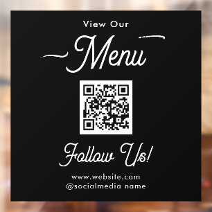 Einfacher Business-Menu-QR-Code Fensteraufkleber