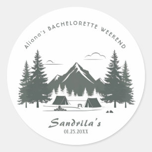 Einfacher Camping-Wochenende-Junggesellinnenabschi Runder Aufkleber