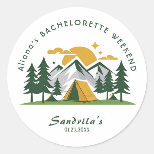 Einfacher Camping-Wochenende-Junggesellinnenabschi Runder Aufkleber