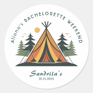 Einfacher Camping-Wochenende-Junggesellinnenabschi Runder Aufkleber