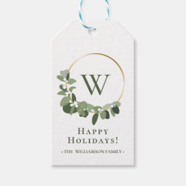 Einfacher Chic Monogram Wreath Custom Holiday Geschenkanhänger