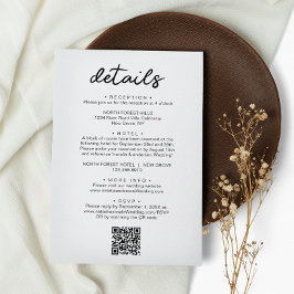 Einfacher Chic Script QR Code Hochzeitsdetails Begleitkarte