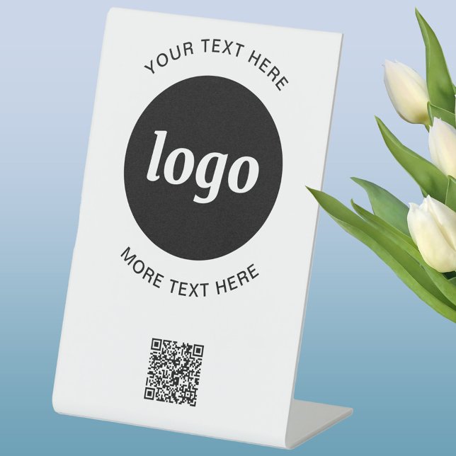 Einfacher Code für Logos und Text Sockelschild (Logo with text and QR code business promotional pedastal sign)