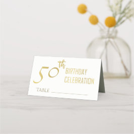 EINFACHER ELEGANTER GOLD GRAUTYPOGRAFIE 50 GEBURTS PLATZKARTE