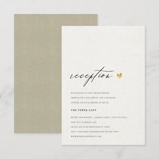EINFACHER ELEGANTER GOLD KRAFT TYPOGRAPHIE-EMPFANG EINLADUNG (Vorne/Hinten)