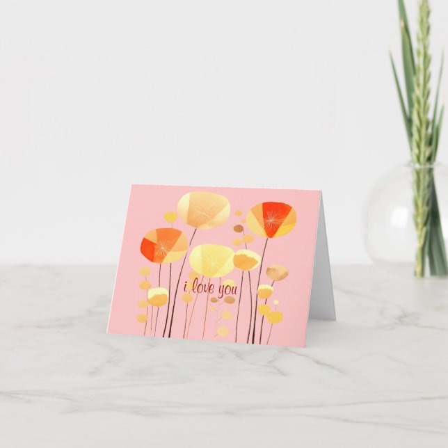 EINFACHER ELEGANTER "I LIEBE YOU" BOHO-FLORAL VALE KARTE (Vorderseite)