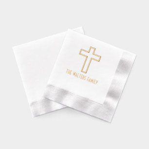 Einfacher Eleganter Kreuz Familienname Servietten Mit Folie