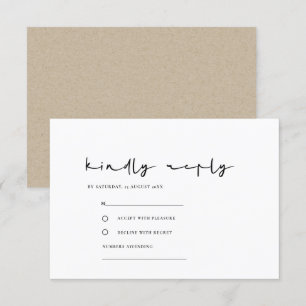 EINFACHER ELEGANTER MINIMAL SCHWARZ-WEISSER RSVP BEGLEITKARTE