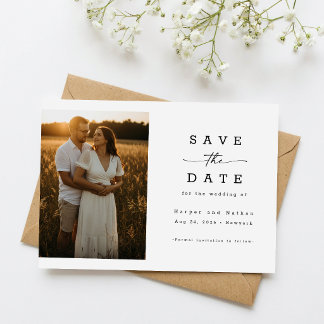 Einfacher Eleganter Moderner Hochzeitsfoto-QR-Code Save The Date