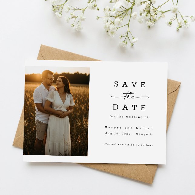 Einfacher Eleganter Moderner Hochzeitsfoto-QR-Code Save The Date (Von Creator hochgeladen)