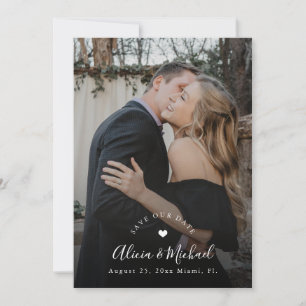 Einfacher eleganter QR-Code Foto schwarze Hochzeit Save The Date