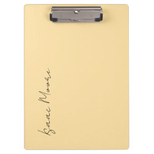 Einfacher eleganter Schriftzug Beige Creme Name Klemmbrett