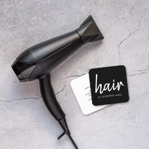 Einfacher Eleganter Schwarz Weiß Hairstylist Quadratische Visitenkarte
