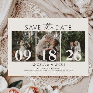 Einfacher Eleganter Text und Foto Hochzeit Save The Date