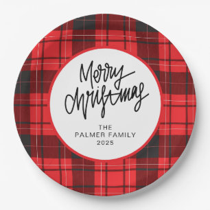 Einfacher Eleganter Weihnachtsfamilienname Pappteller