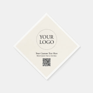Einfacher Elfenbein-QR-Code für benutzerdefinierte Serviette