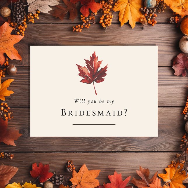 Einfacher Fall Leaf Cream Wedding Bridesmaid Vorsc Einladung (Von Creator hochgeladen)