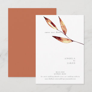 Einfacher Fall Wasserfarbe Foliage Terracotta Save The Date