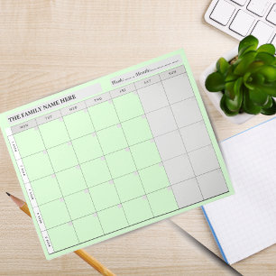 Einfacher Familienplaner-Kalender Notizblock - Grü