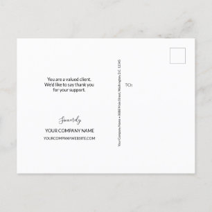 Einfacher Firmenname Blau und Weiß Postkarte