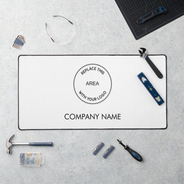 Einfacher Firmenname und einfaches Logo weiß Schreibtischunterlage (Arbeitsplatz)