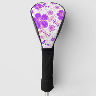 Einfacher Floral-Aquarelldruck Lila und Rosa Golf Headcover