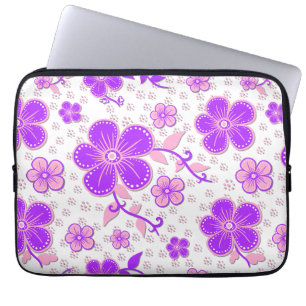Einfacher Floral-Aquarelldruck Lila und Rosa Laptopschutzhülle