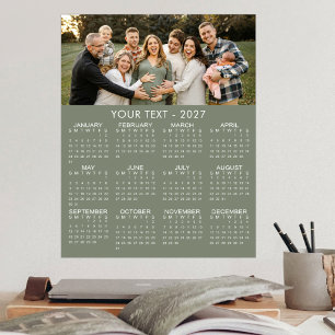Einfacher Fotokalender 2027 mit benutzerdefinierte Poster