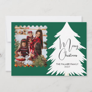 Einfacher Frohe Weihnachten Tannenbaum Familienfot