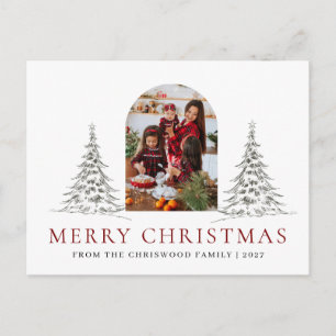 Einfacher Frohe Weihnachten Tannenbaum Familienfot