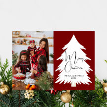 Einfacher Frohe Weihnachten Tannenbaum Familienfot