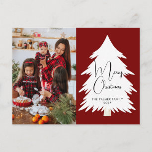 Einfacher Frohe Weihnachten Tannenbaum Familienfot