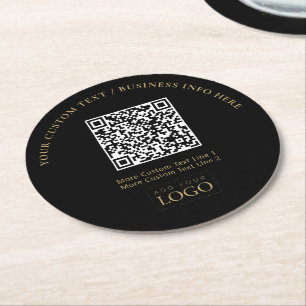 Einfacher gebrandeter Geschäftslogo-QR-Code Werbea Runder Pappuntersetzer