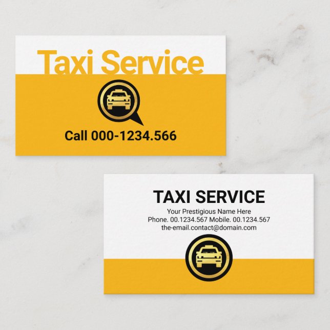Einfacher Gelber Taxi-Service-Layer Visitenkarte (Vorne/Hinten)