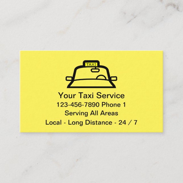 Einfacher Gelber Taxi-Service Visitenkarte (Vorderseite)