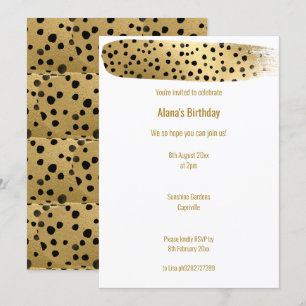 EINFACHER GOLD SCHWARZ LEOPARD TIERE WEISSE GEBURT EINLADUNG