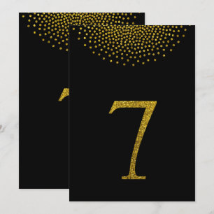 Einfacher goldener Glitter und schwarze Tischnumme Einladung