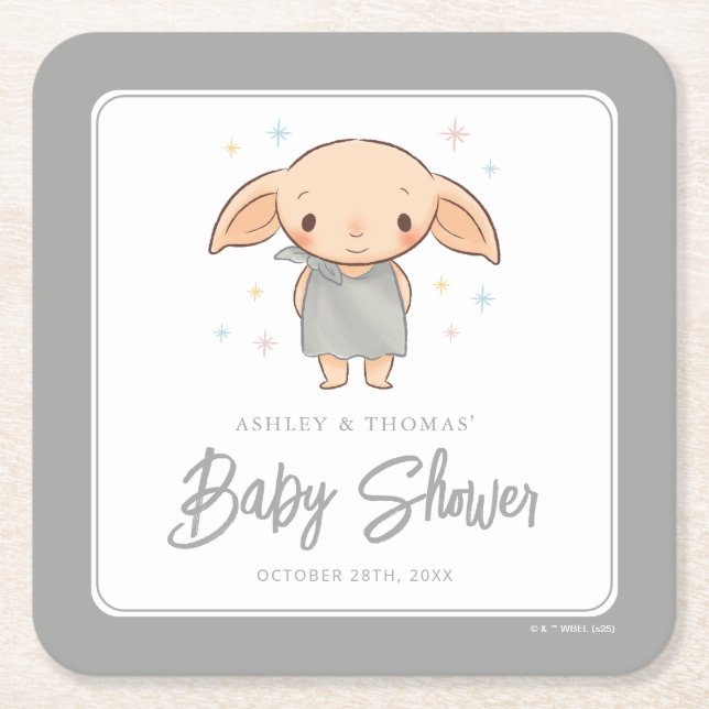 Einfacher Harry Potter - Dobby Baby Shower Rechteckiger Pappuntersetzer (Vorderseite)