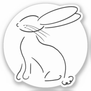 einfacher Hasenkaninchen-Umriss einfach modern sch Aufkleber