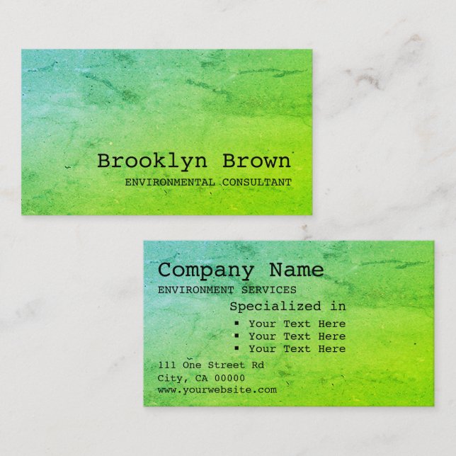 Einfacher, heller grüner Marmor mit Marmor Chic Visitenkarte (Vorne/Hinten)