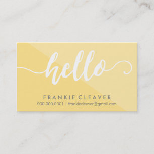 EINFACHER HELLO SCRIPT handgezeichnet, gelb grau Visitenkarte