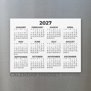 Einfacher Horizontaler Magnetkalender 2027 Magnetkarte