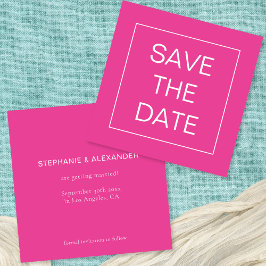 Einfacher Hot-Pink-Line-Grenzübergang Hochzeitspla Save The Date