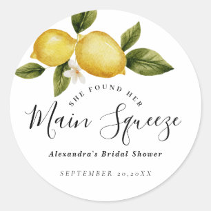 Einfacher Italienischer Zitronen-Kalligrafie-Braut Runder Aufkleber