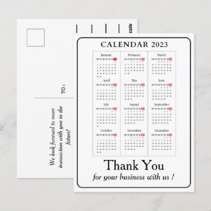 Einfacher Kalender 2023 Benutzerdefinierte Geschäf Postkarte